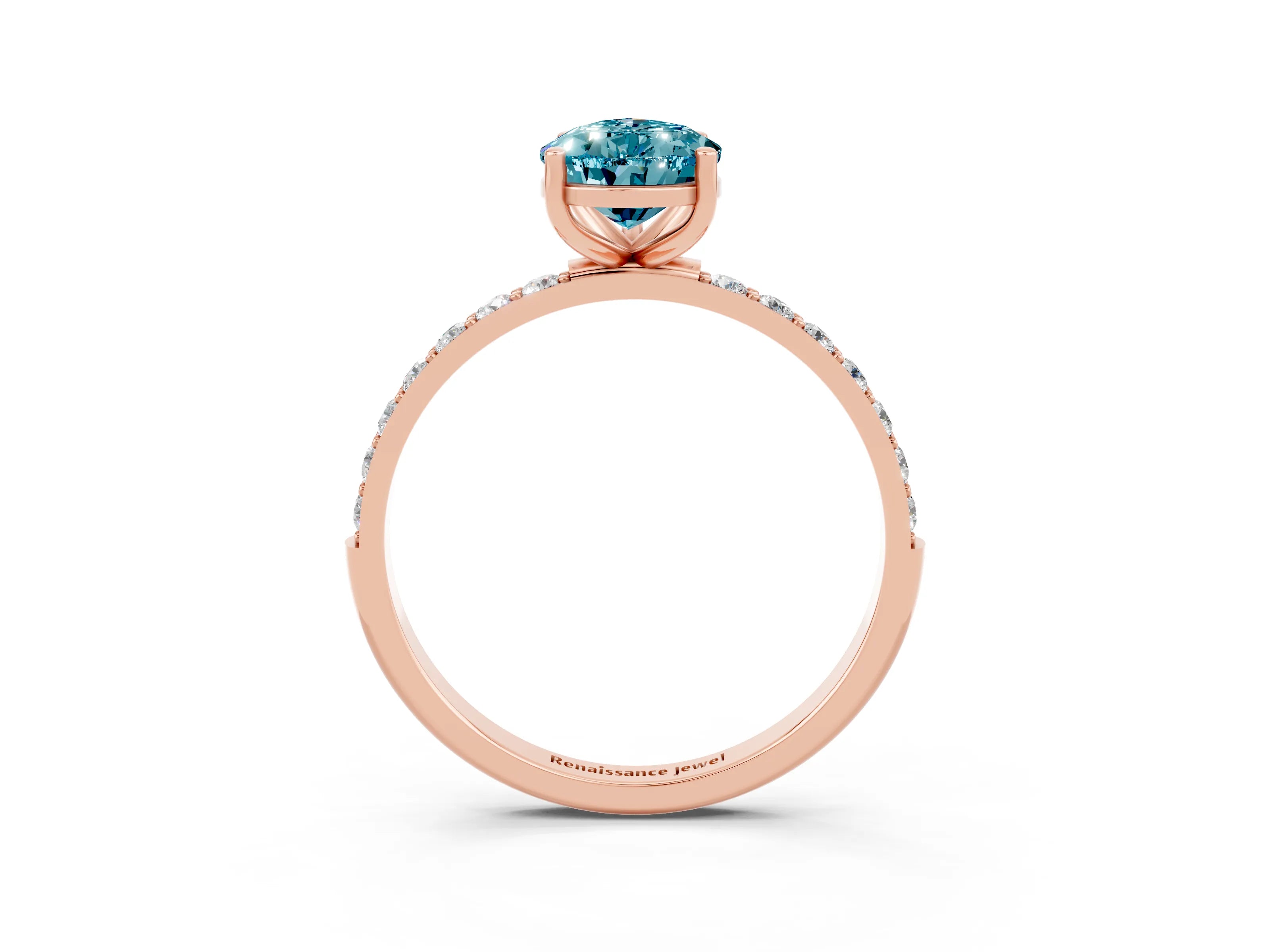Rose gold Pear Cut Diamond Pavé Band with Six-Prong Setting_3