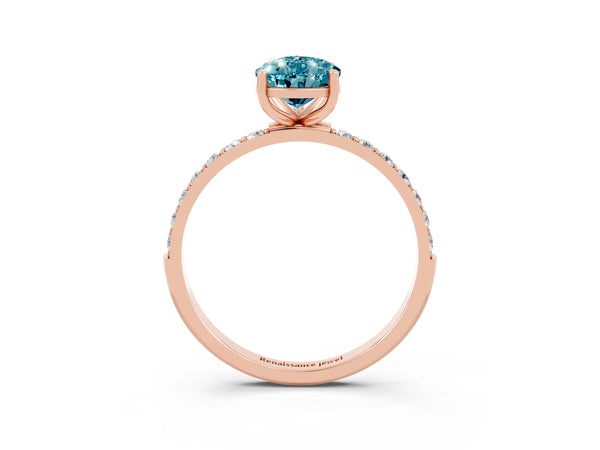 Rose gold Pear Cut Diamond Pavé Band with Six-Prong Setting