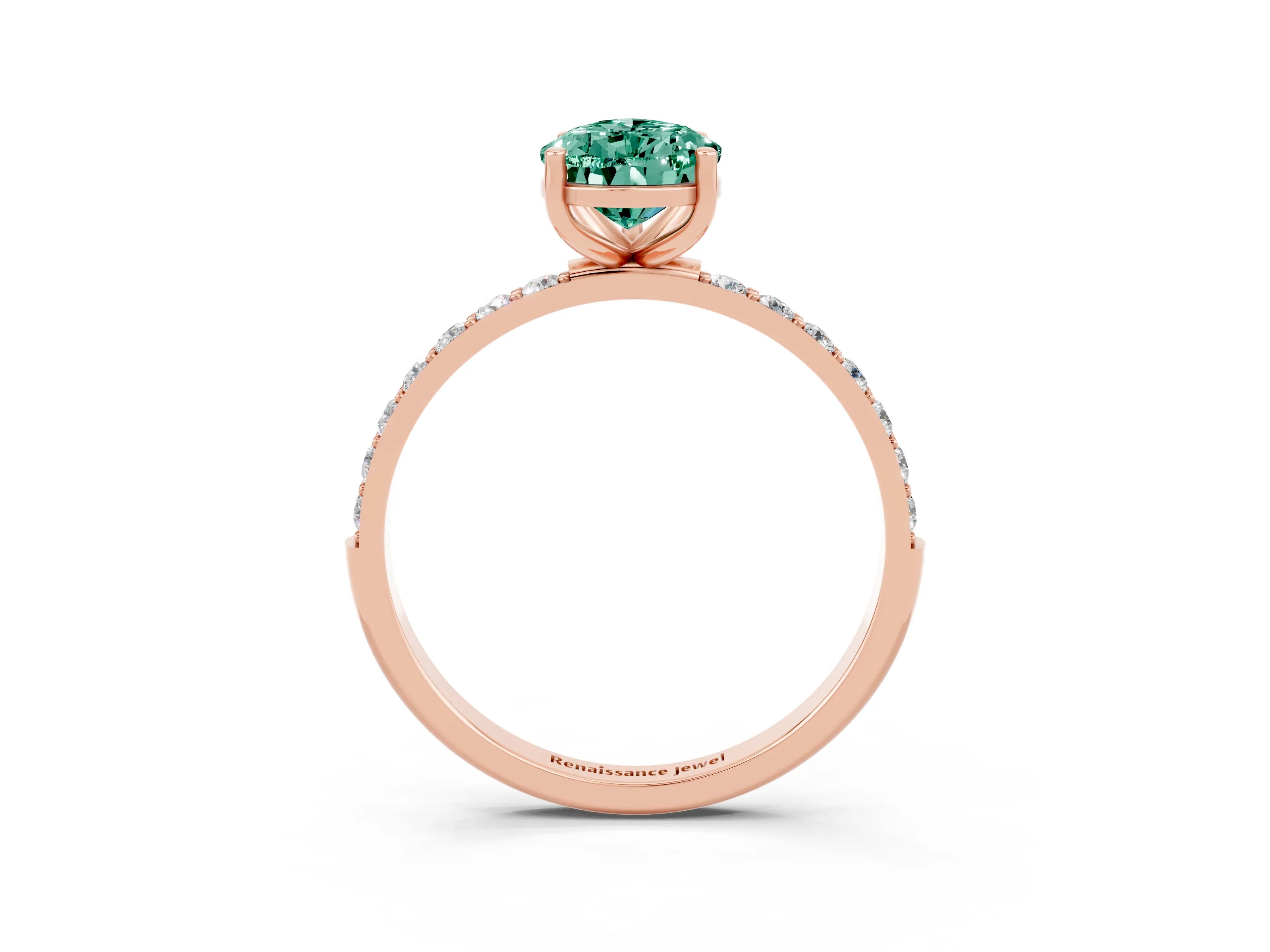 Rose gold Pear Cut Diamond Pavé Band with Six-Prong Setting_3