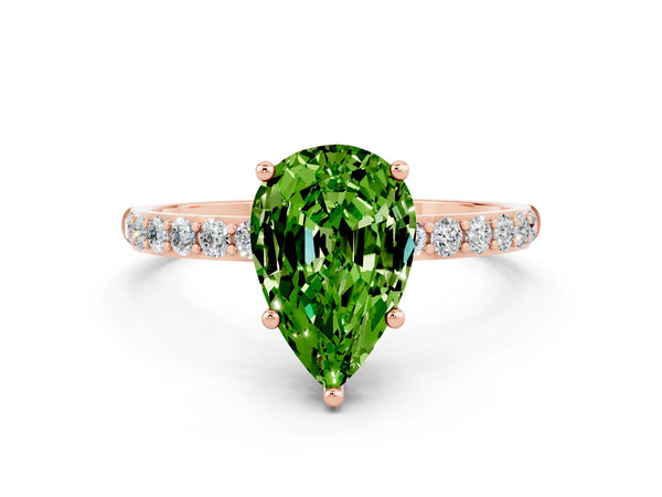 Rose gold Pear Cut Diamond Pavé Band with Six-Prong Setting