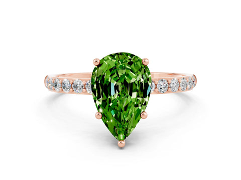 Rose gold Pear Cut Diamond Pavé Band with Six-Prong Setting