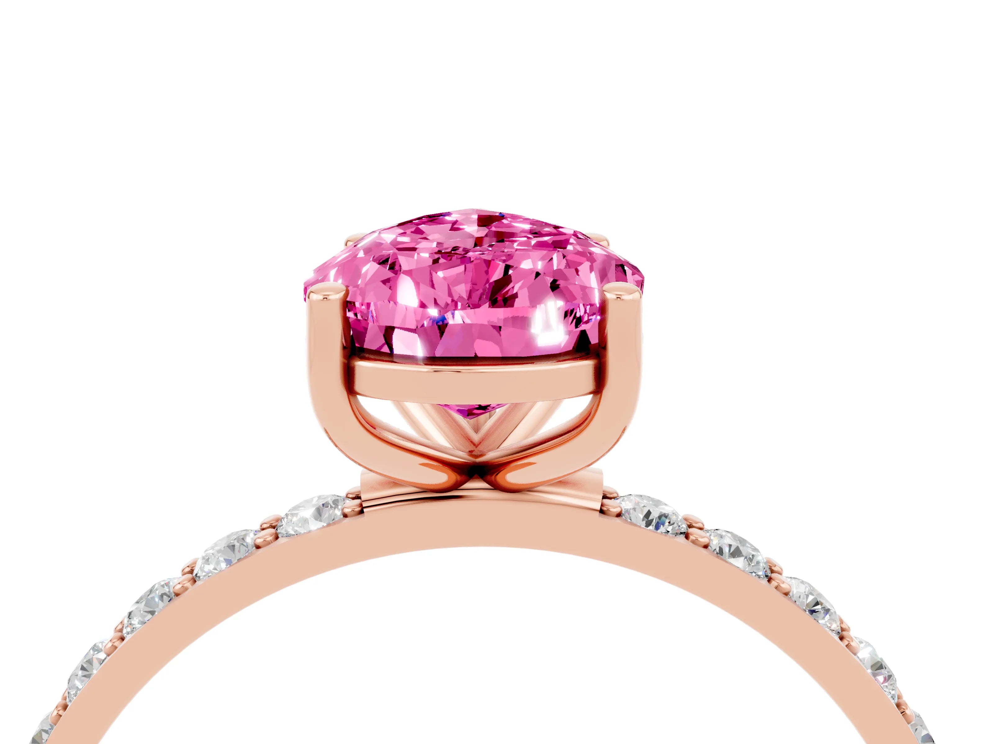 Rose gold Pear Cut Diamond Pavé Band with Six-Prong Setting_4