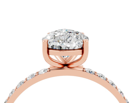 Rose gold Pear Cut Diamond Pavé Band with Six-Prong Setting_4