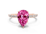 Rose gold Pear Cut Diamond Pavé Band with Six-Prong Setting