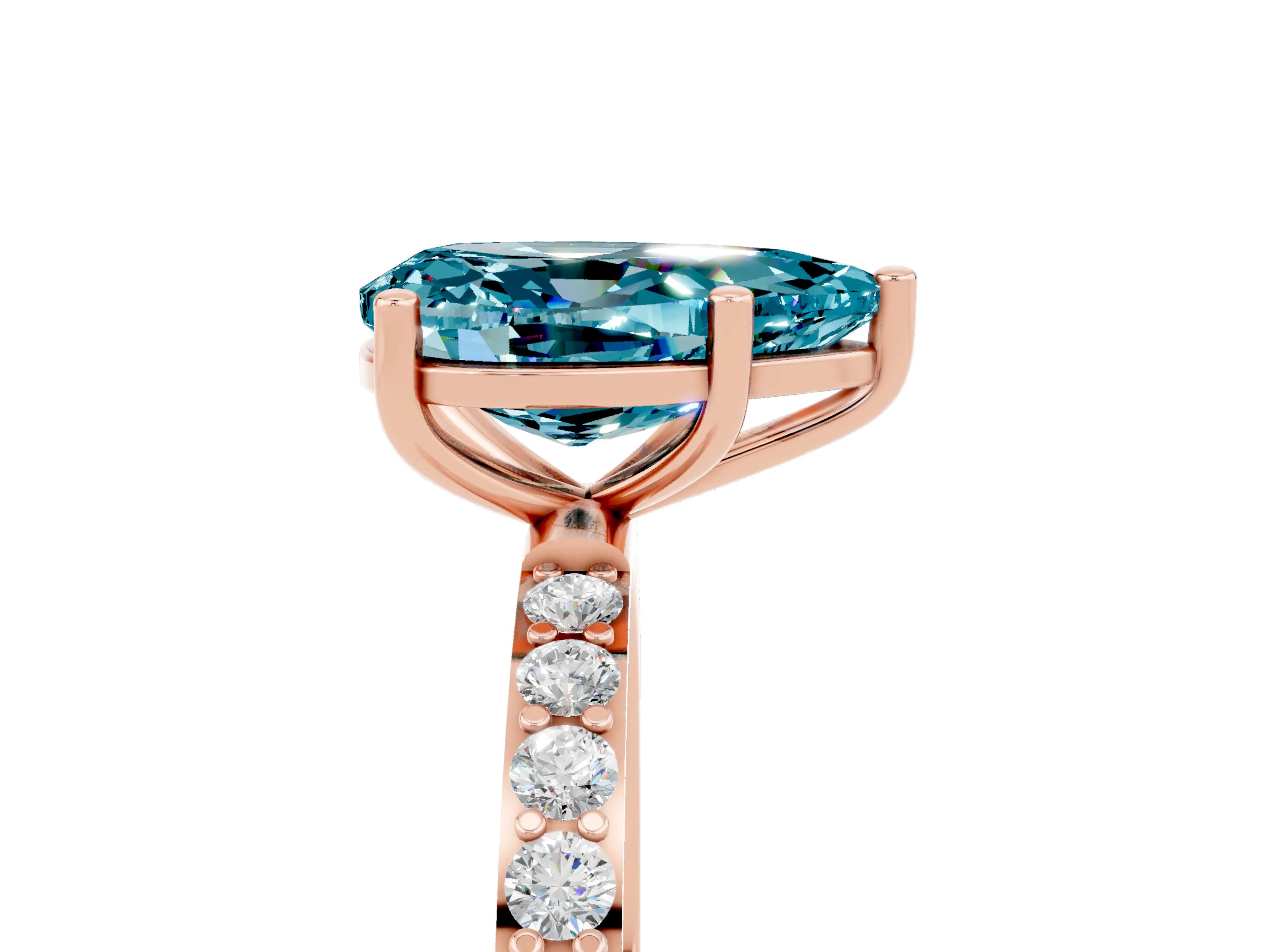 Rose gold Pear Cut Diamond Pavé Band with Six-Prong Setting_5