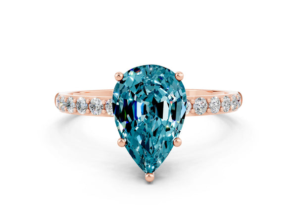 Rose gold Pear Cut Diamond Pavé Band with Six-Prong Setting