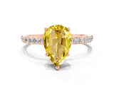 Rose gold Pear Cut Diamond Pavé Band with Six-Prong Setting