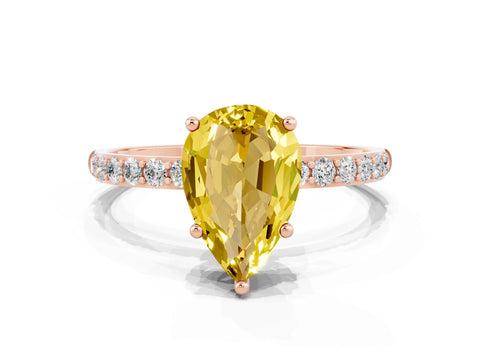 Rose gold Pear Cut Diamond Pavé Band with Six-Prong Setting