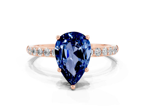Rose gold Pear Cut Diamond Pavé Band with Six-Prong Setting