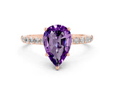 Rose gold Pear Cut Diamond Pavé Band with Six-Prong Setting