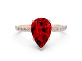 Rose gold Pear Cut Diamond Pavé Band with Six-Prong Setting