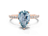 Rose gold Pear Cut Diamond Pavé Band with Six-Prong Setting