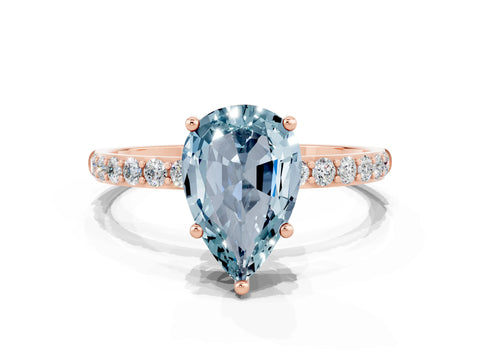 Rose gold Pear Cut Diamond Pavé Band with Six-Prong Setting