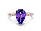 Rose gold Pear Cut Diamond Pavé Band with Six-Prong Setting