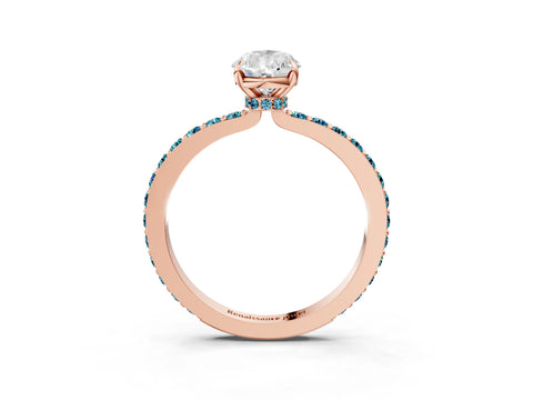 Rose gold Pear Cut Diamond Pavé Engagement Ring with Round with Blue Topaz side stone Accents and Prong Setting_3