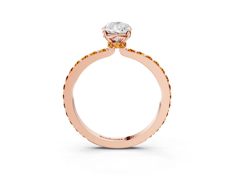 Rose gold Pear Cut Diamond Pavé Engagement Ring with Round with Citrine side stone Accents and Prong Setting_3