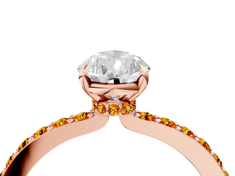 Rose gold Pear Cut Diamond Pavé Engagement Ring with Round with Citrine side stone Accents and Prong Setting_4
