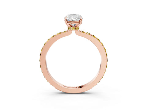 Rose gold Pear Cut Diamond Pavé Engagement Ring with Round with Yellow Sapphire side stone Accents and Prong Setting_3