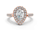 Rose gold Pear Cut Diamond Pavé Halo Ring with Four-Prong Setting_37