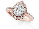 Rose gold Pear Cut Diamond Pavé Halo Ring with Four-Prong Setting_38