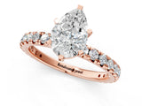 Rose gold Pear Cut Diamond Pavé Solitaire Ring with Round Band and Prong Setting_13
