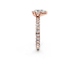 Rose gold Pear Cut Diamond Pavé Solitaire Ring with Round Band and Prong Setting_14