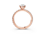 Rose gold Pear Cut Diamond Pavé Solitaire Ring with Round Band and Prong Setting_15