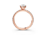 Rose gold Pear Cut Diamond Pavé Solitaire Ring with Round Band and Prong Setting_27