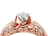 Rose gold Pear Cut Diamond Pave Art Deco Split Shank Ring with Four-Prong Setting_17