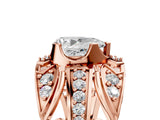 Rose gold Pear Cut Diamond Pave Art Deco Split Shank Ring with Four-Prong Setting_18
