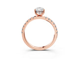 Rose gold Pear Cut Diamond Pave Band Solitaire Ring with Four-Prong Setting_76
