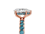 Rose gold Pear Cut Diamond Pave Band Solitaire Ring with Round with Blue Topaz side stone and Prong Setting_17