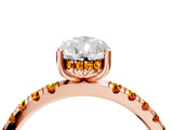 Rose gold Pear Cut Diamond Pave Band Solitaire Ring with Round with Citrine side stone and Prong Setting_4