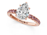 Rose gold Pear Cut Diamond Pave Band Solitaire Ring with Round with Morganite side stone and Prong Setting_13