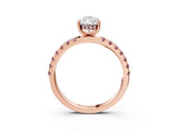 Rose gold Pear Cut Diamond Pave Band Solitaire Ring with Round with Morganite side stone and Prong Setting_15