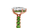 Rose gold Pear Cut Diamond Pave Band Solitaire Ring with Round with Peridot side stone and Prong Setting_5