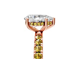 Rose gold Pear Cut Diamond Pave Band Solitaire Ring with Round with Yellow Sapphire side stone and Prong Setting_17