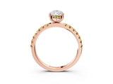 Rose gold Pear Cut Diamond Pave Band Solitaire Ring with Round with Yellow Sapphire side stone and Prong Setting_26
