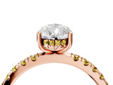 Rose gold Pear Cut Diamond Pave Band Solitaire Ring with Round with Yellow Sapphire side stone and Prong Setting_27