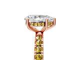 Rose gold Pear Cut Diamond Pave Band Solitaire Ring with Round with Yellow Sapphire side stone and Prong Setting_28