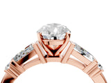 Rose gold Pear Cut Diamond Ring with Baguette Side Stones, Channel Set Band, and Four-Prong Setting_17