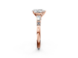 Rose gold Pear Cut Diamond Ring with Baguette Side Stones, Channel Set Band, and Four-Prong Setting_27