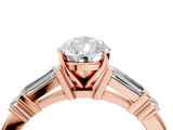 Rose gold Pear Cut Diamond Ring with Baguette Side Stones, Channel Set Band, and Four-Prong Setting_29