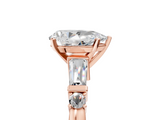 Rose gold Pear Cut Diamond Ring with Baguette Side Stones, Channel Set Band, and Four-Prong Setting_30