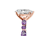 Rose gold Pear Cut Diamond Ring with Marquise and Round with Amethyst side stone Side Stones and Four-Prong Setting_29