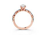 Rose gold Pear Cut Diamond Ring with Marquise and Round with Aquamarine side stone Side Stones and Four-Prong Setting_27