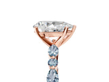 Rose gold Pear Cut Diamond Ring with Marquise and Round with Aquamarine side stone Side Stones and Four-Prong Setting_29