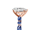Rose gold Pear Cut Diamond Ring with Marquise and Round with Blue Sapphire side stone Side Stones and Four-Prong Setting_53