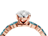 Rose gold Pear Cut Diamond Ring with Marquise and Round with Blue Topaz side stone Side Stones and Four-Prong Setting_28