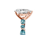 Rose gold Pear Cut Diamond Ring with Marquise and Round with Blue Topaz side stone Side Stones and Four-Prong Setting_29